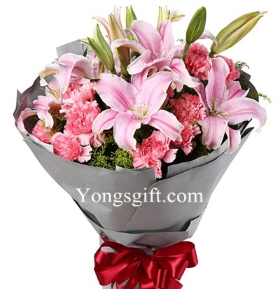Lily and Carnation Bouquet to China
