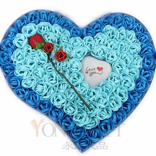 Handcrafted Soap Flowers Gift Box-Blue