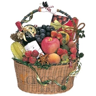 Holiday Fruit, Wine and Chocolate Basket to Japan