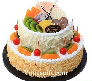 Two Layer Happy Birthday Cake to China