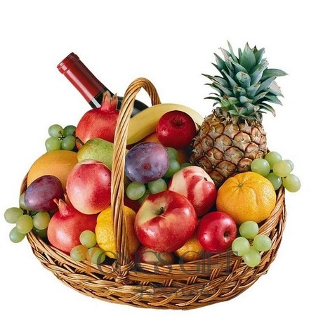 Red Wine and Fresh Fruit Basket