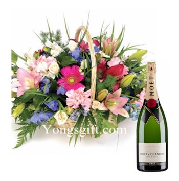 Flower Basket And Moet Champagne To Japan-OUT OF STOCK