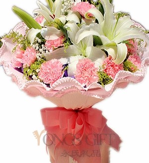 Pink Carnation and Lilies to China