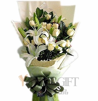 Champagne Rose and White Lily Elegance to China