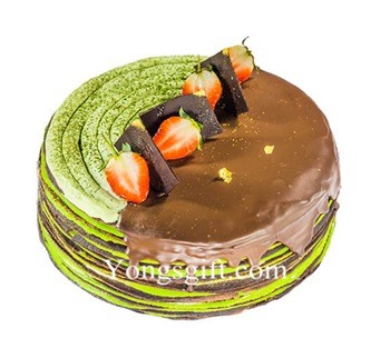 Dark Choco Matcha Crepe Cake (20cm) to Indonesia