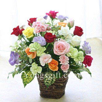 Mix Color Rose Basket to Japan