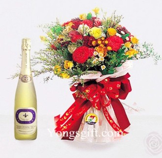 Sparkling Wine and Flower to Japan