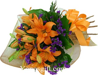 Orange Lily Bouquet to China