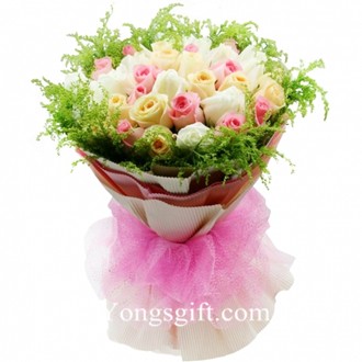 Assorted & Beautiful Pastel Roses to China