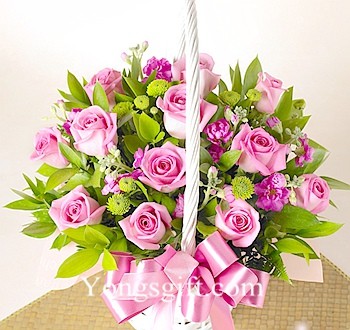 Pink Flower Basket to Korea