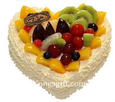 Happy Birthday Heart-Shape Fruit Cake 8 inch Deluxe to China