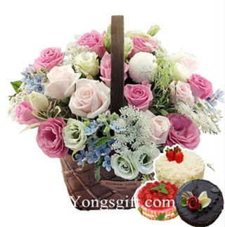 Flower Basket Plus Cake to South Korea