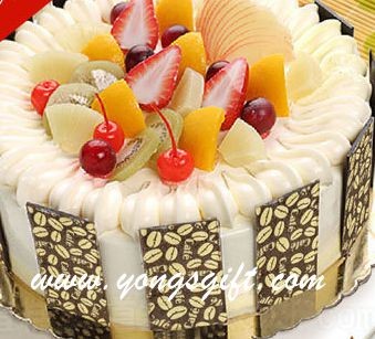 8-inch Luscious Cream and Fruit Cake to Taiwan