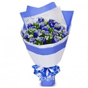 Extraordinary 18 Blue Rose Bouquet to Macau