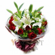 The Sweet Celebrations Rose & Lily Birthday Bouquet to Macau