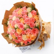Mixed Color Rose Bouquet to China