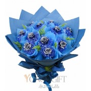  Blue Rose Flower Bouquet to China