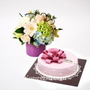 Thank-you Cake and Flower Combo to South Korea-Style 1
